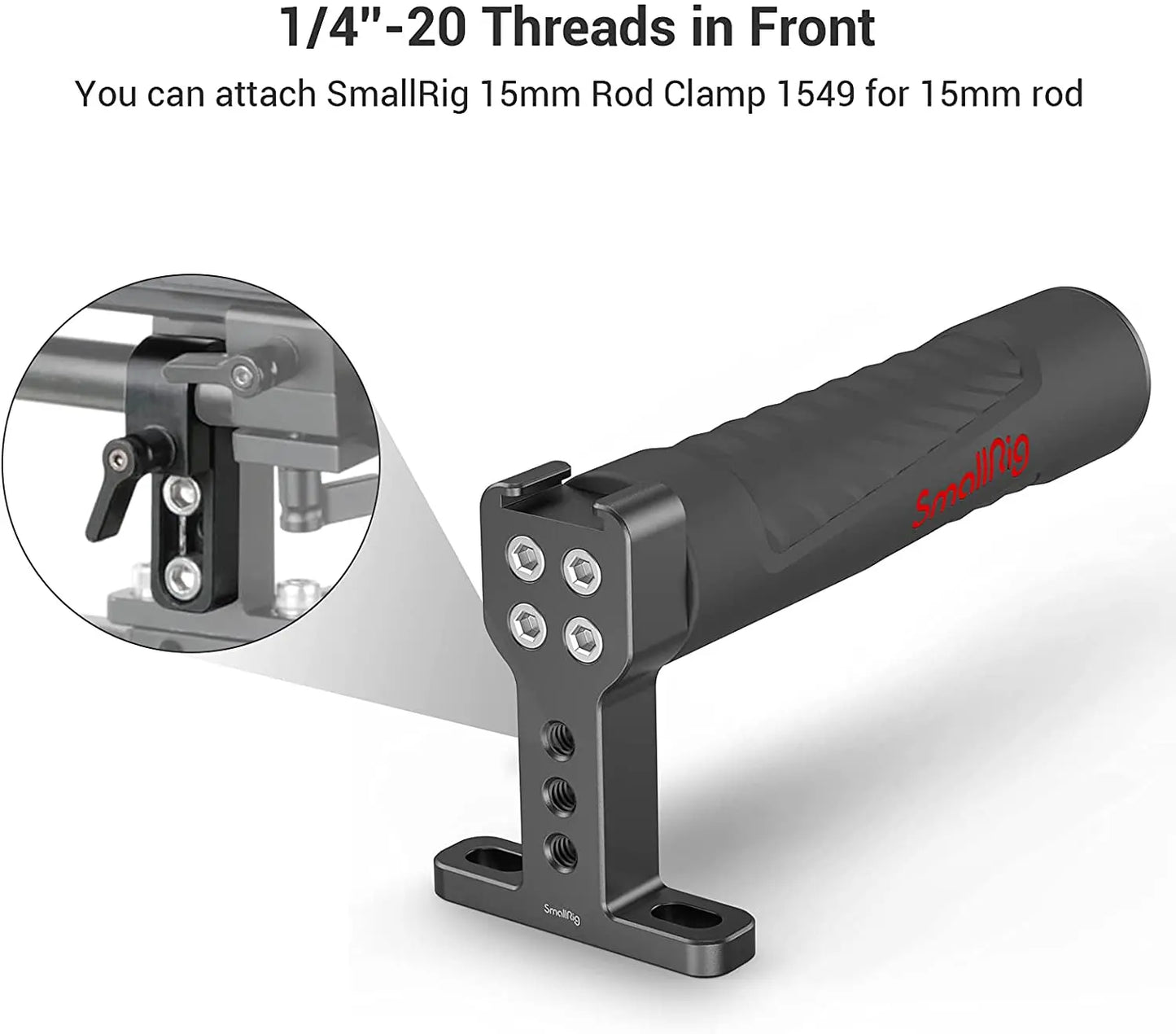 SmallRig Rubber Top Handle Grip with Top Cold Shoe Base for DSLR Camera Cage Video Camcorder Action Stabilizing Universal 1446C
