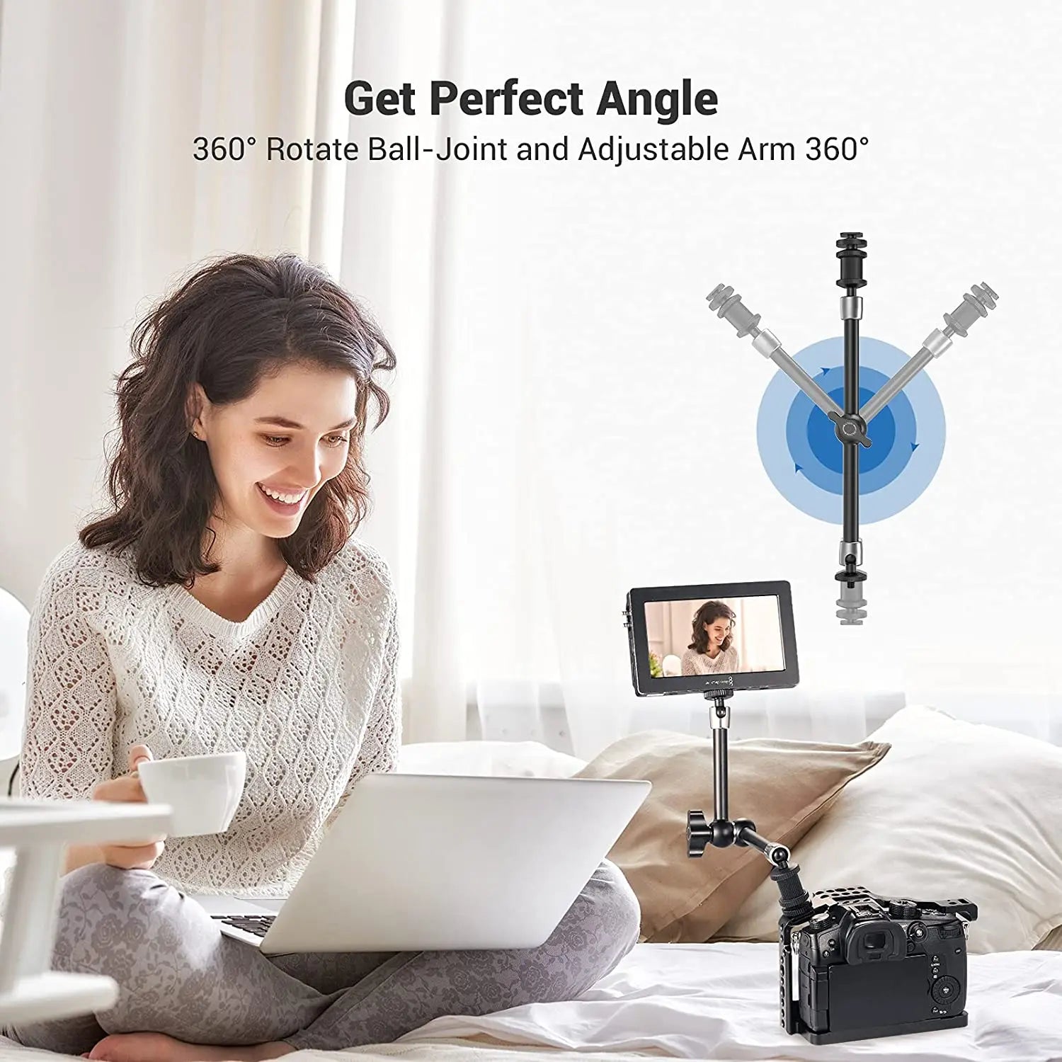 SmallRig DSLR 7"/11" Articulating Rosette Arm Camera Magic Arm with Cold Shoe Mount Standard 1/4"-20 Threaded Screw Adapter