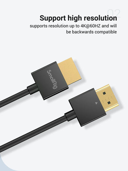 SmallRig Ultra Slim 4K 60HZ 2.0 Cable 33/55cm for DSLR/ Monitor/ Wireless Video Transmitter & Receiver 2956/2957