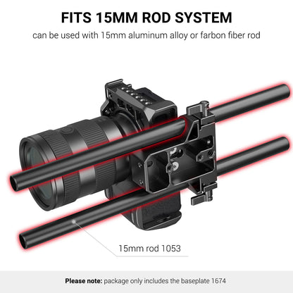 SmallRig Universal Camera Base Plate with 15mm Rod Rail Clamp for Sony A6500/A6600 for Panasonic GH5 For Sony Camera Cage