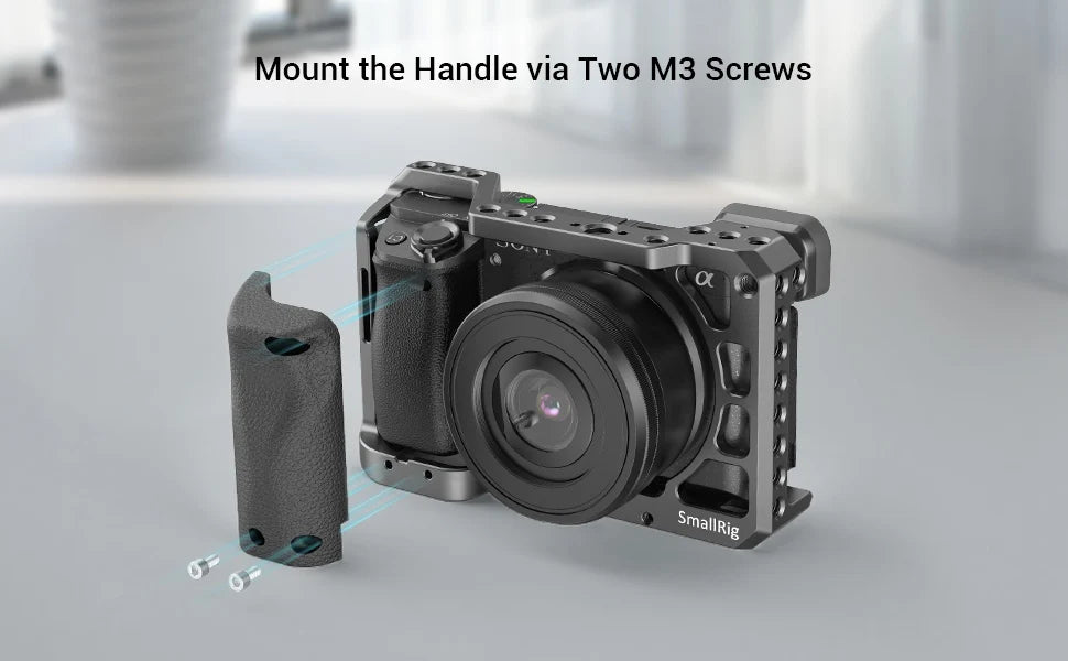 SmallRig DSLR Camera Cage Rig For Sony A6400 with Silicone Handgrip Handle & Cold Shoe for Sony A6100/A6300/A6400 Camera 3164