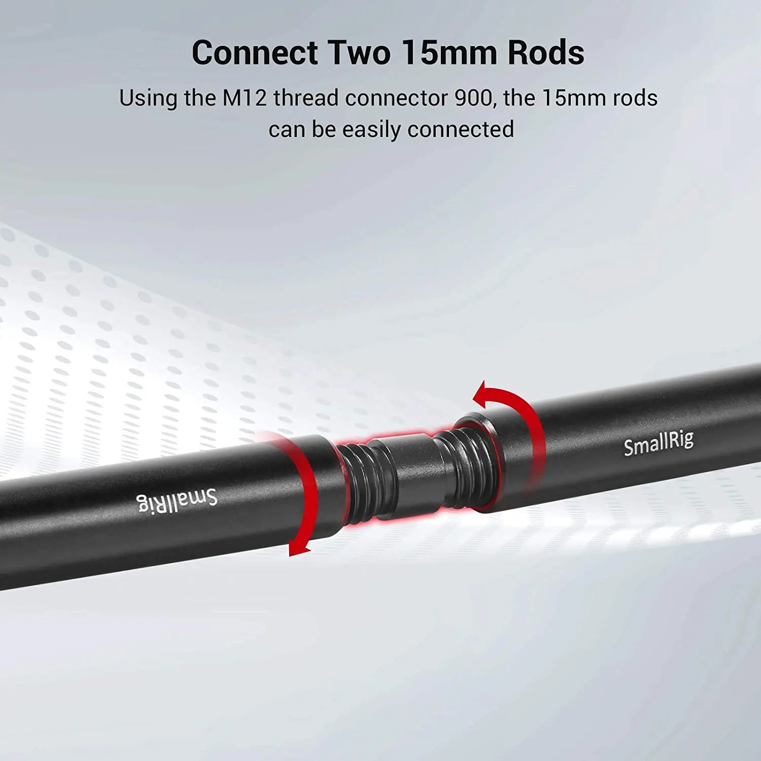 SmallRig Black Aluminum Alloy 15mm Rod M12-20cm 8inch Long (2 Pack)- 1051