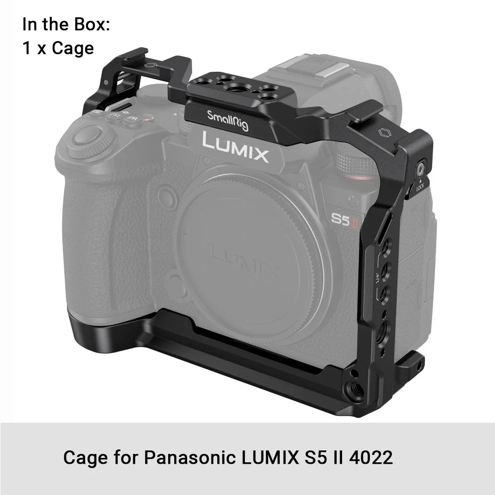 SmallRig Cage for Panasonic LUMIX S5 II Full Cage Kit with NATO Rails Cold Shoe Mounts Arca-Swiss Quick-Release Plate