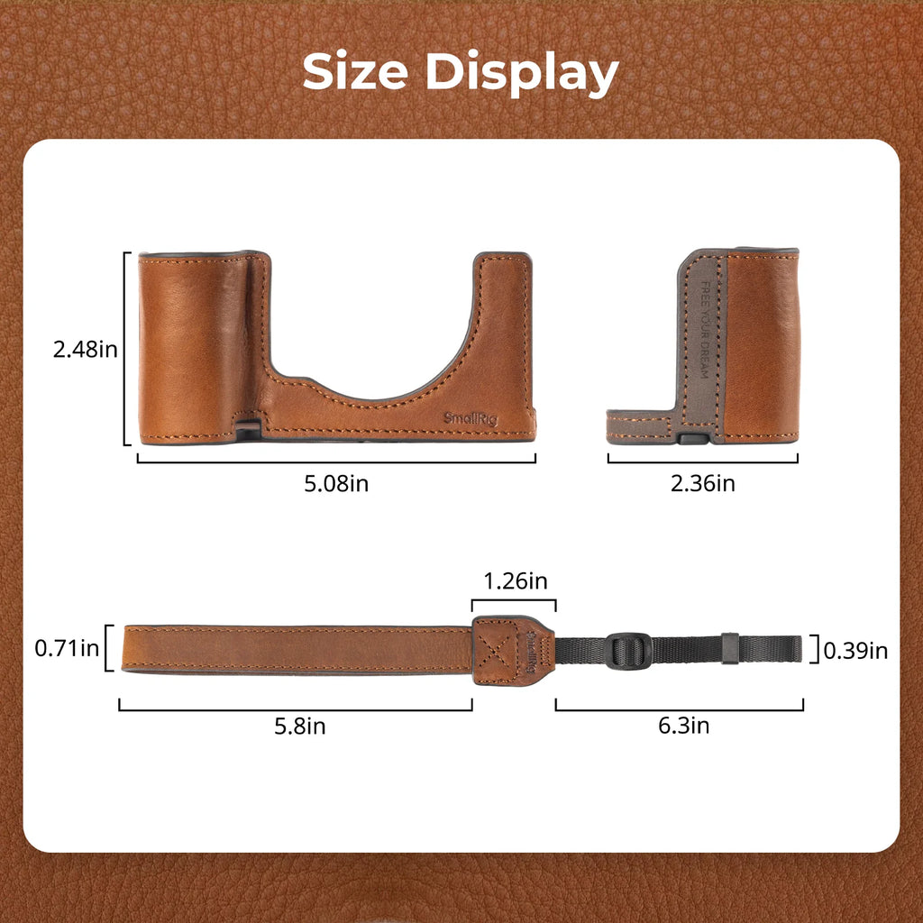 SmallRig A7C II /A7CR Leather Case Kit with Genuine Leather Wrist Strap Camera Leather Case for Sony Alpha 7C II /Alpha 7CR 5015