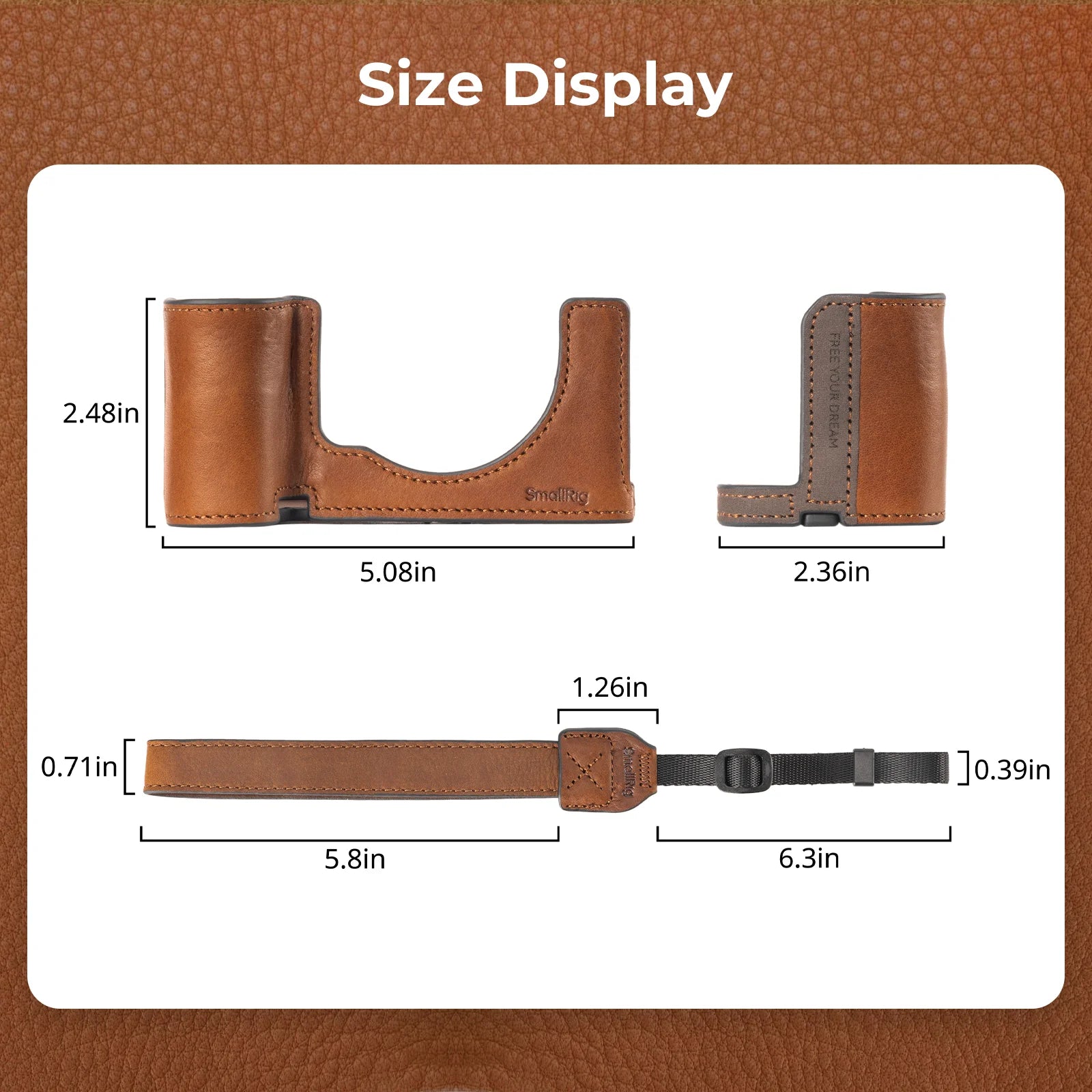 SmallRig A7C II /A7CR Leather Case Kit with Genuine Leather Wrist Strap Camera Leather Case for Sony Alpha 7C II /Alpha 7CR 5015