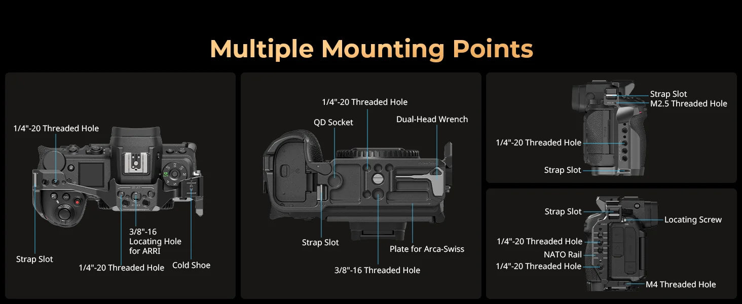 SmallRig Camera Cage for Nikon Z 6III with Arca-Swiss Quick Release Plate for DJI RS 3 /RS 3 Pro /RS 4 /RS 4 Pro or Tripod Mount