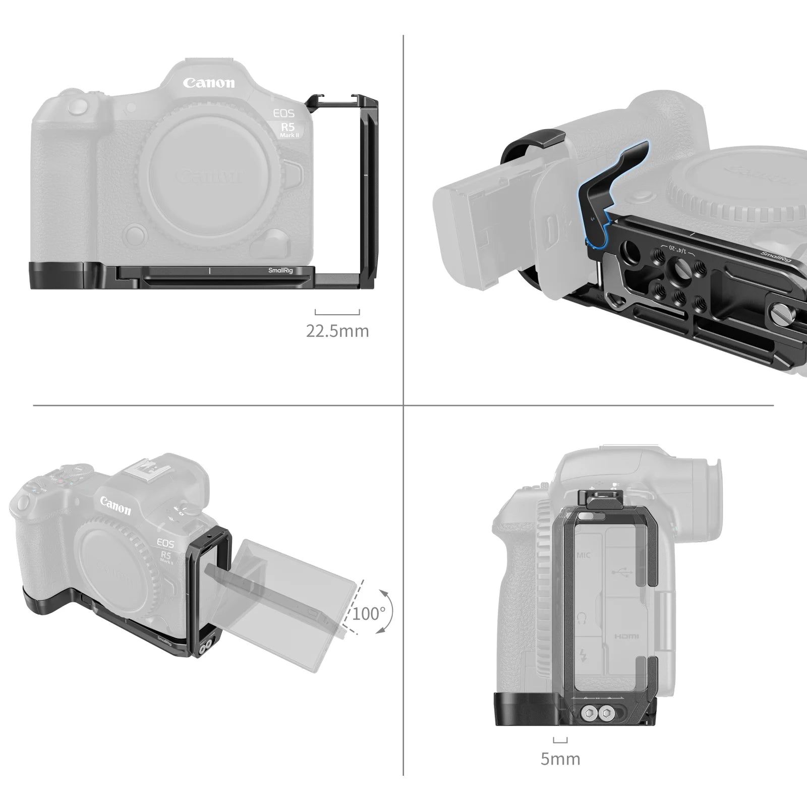 SmallRig L-Shape Mount Plate for Canon EOS R5 Mark II with Arca-Swiss Quick Release for DJI ,Arca-type Tripods 4983