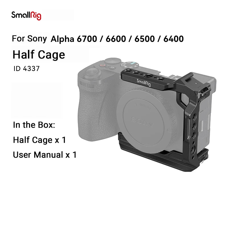SmallRig Cage Kit / Half Cage / Baseplate / Dual Cold Shoe Mount Plate / for Sony Alpha 6700 With Multiple Mounting Points A6700