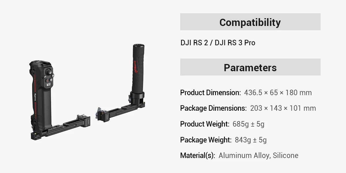 SmallRig Wireless Control Dual Handgrip for DJI RS 2 / RS 3 Pro /RS 4 / RS 4 Pro Free Controls Stabilizer Quick-Release Handgrip