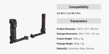 SmallRig Wireless Control Dual Handgrip for DJI RS 2 / RS 3 Pro /RS 4 / RS 4 Pro Free Controls Stabilizer Quick-Release Handgrip