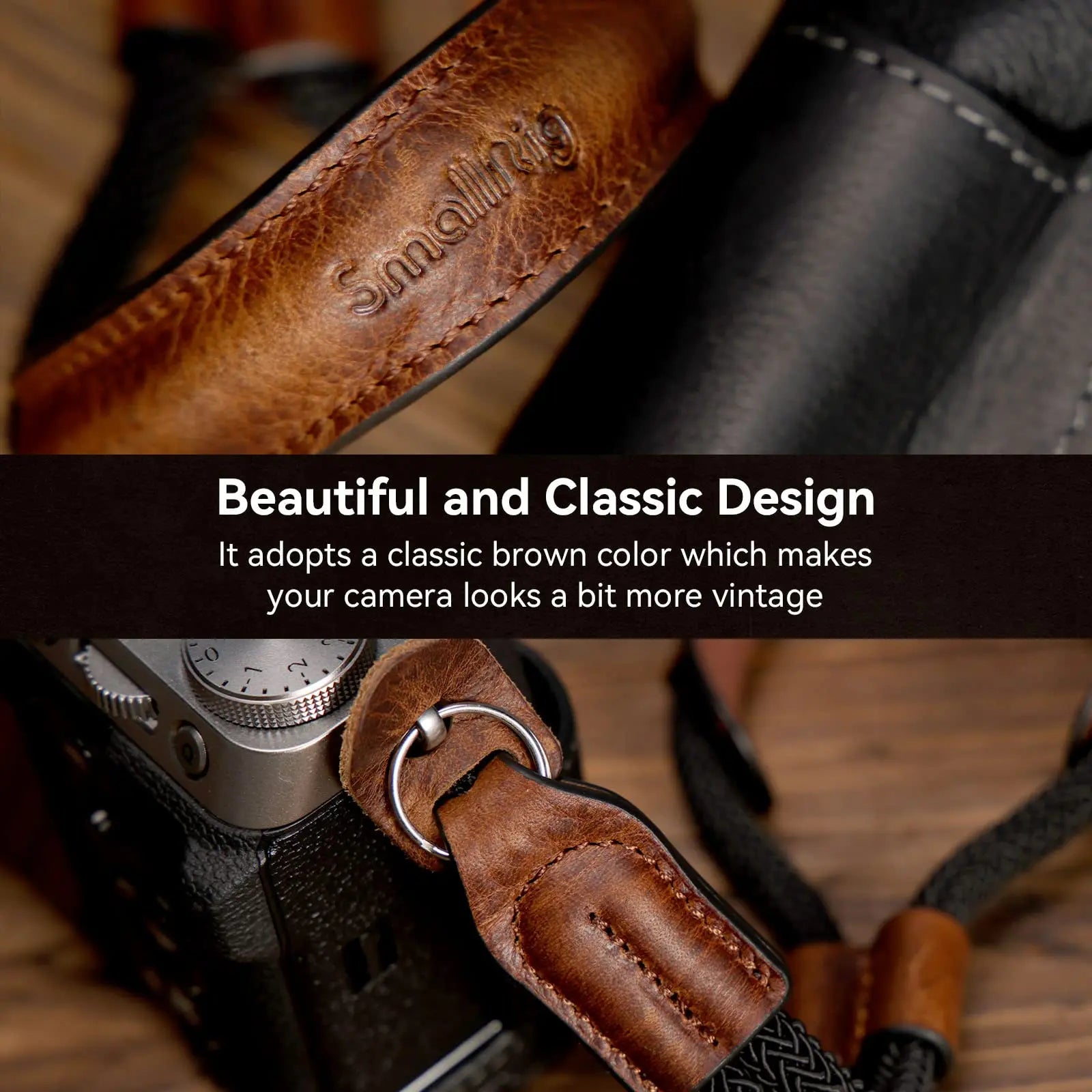 SmallRig Universal Camera Hand Strap,Vintage Leather Wrist Strap