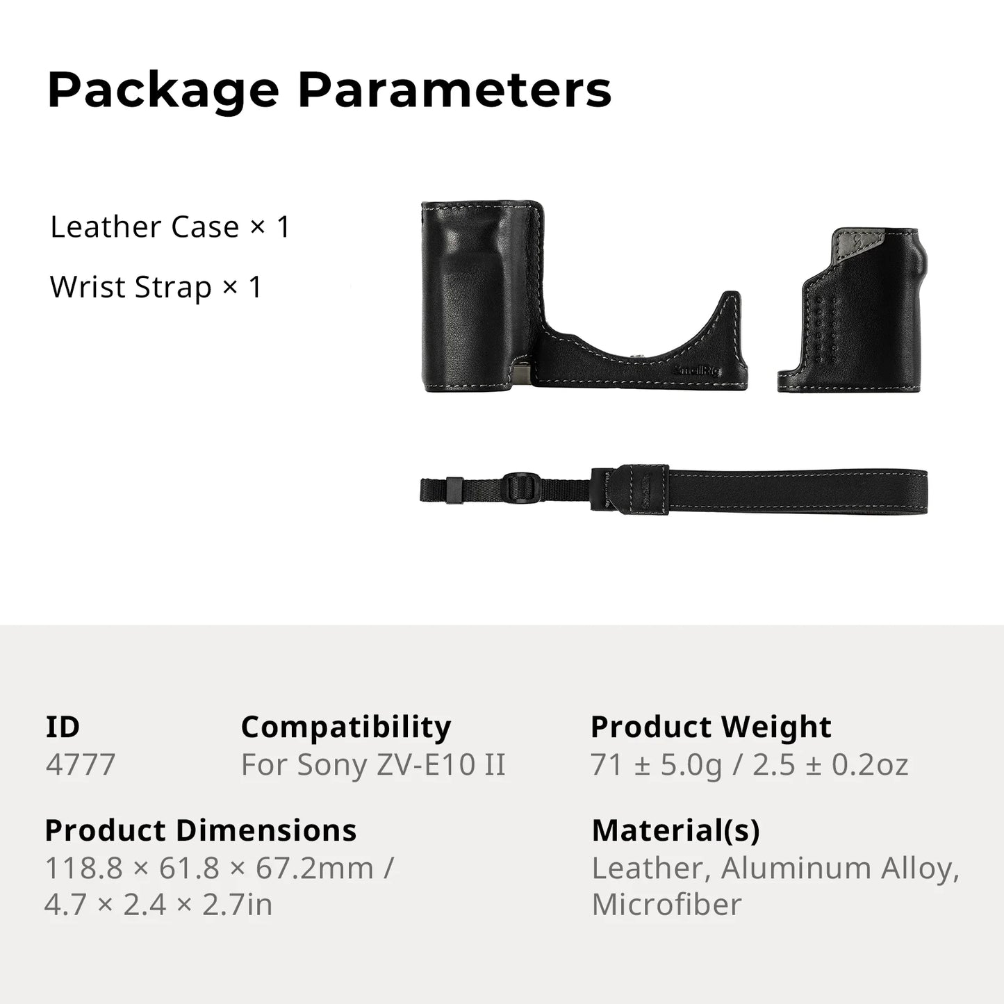 SmallRig ZV-E10 II Camera Case Leather Case Kit for Sony ZV-E10 II with Genuine Leather Wrist Strap Black and Brown Color 4777