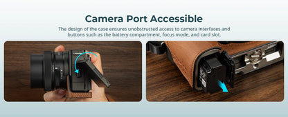 SmallRig ZV-E10 II Camera Case Leather Case Kit for Sony ZV-E10 II with Genuine Leather Wrist Strap Black and Brown Color 4777