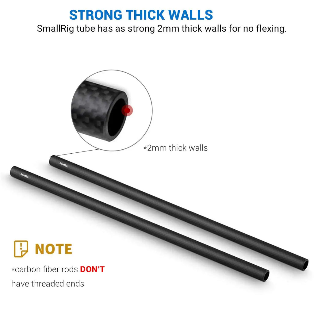 SmallRig 15mm Carbon Fiber Rod Precision Crafted Support Rods 12 inch/30 cm Long for Camera Shoulder Rig System-851 (2Pcs Pack)