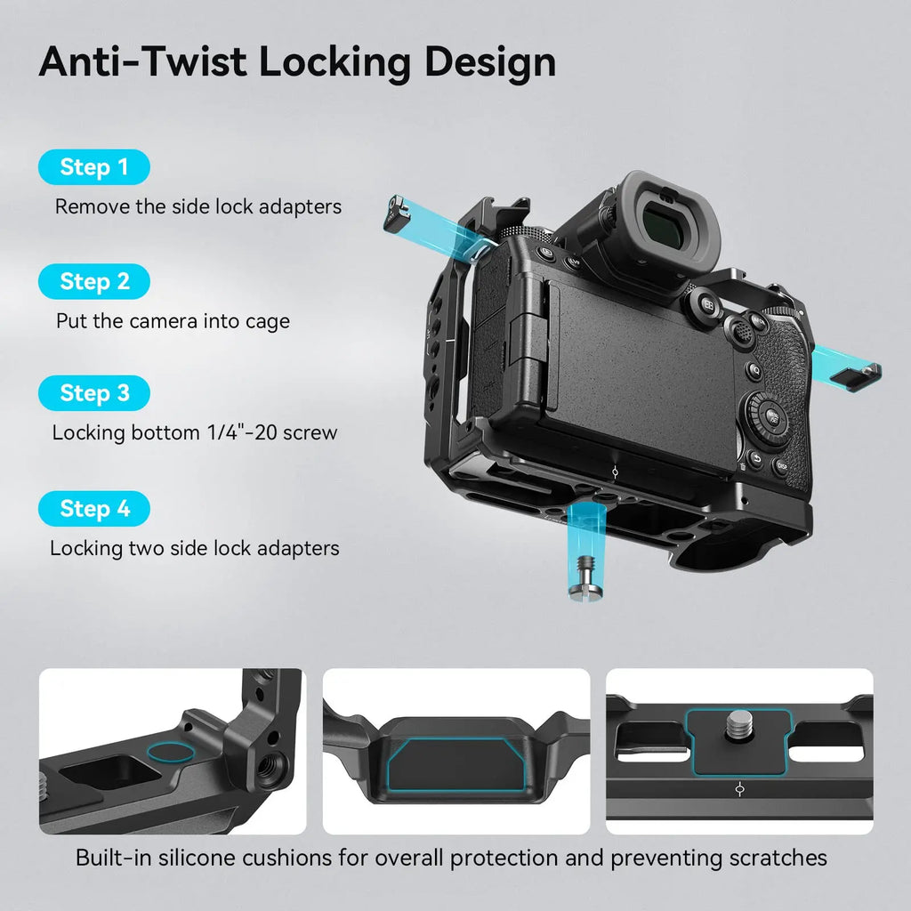 SmallRig Cage for Panasonic LUMIX S5 II Full Cage Kit with NATO Rails Cold Shoe Mounts Arca-Swiss Quick-Release Plate