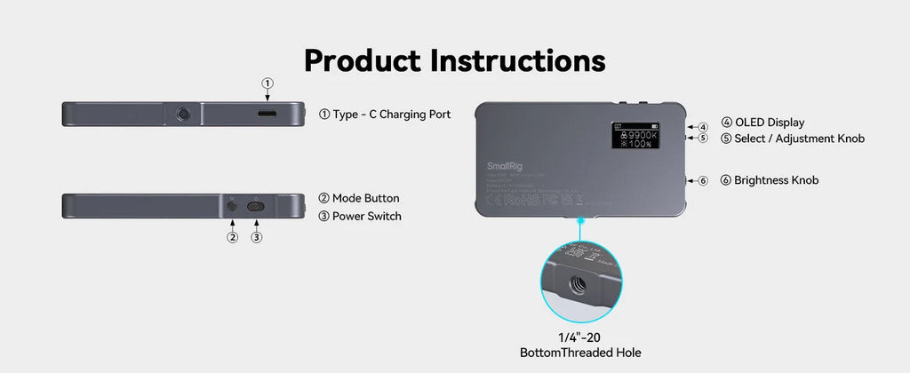 SmallRig P96L RGB Video Light, Portable LED Camera Light