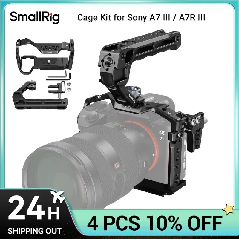 SmallRig A7 III / A7R III Cage Kit with Top Handle Cable for Sony Alpha 7 III / Alpha 7R III Portable Handheld Kit 4198