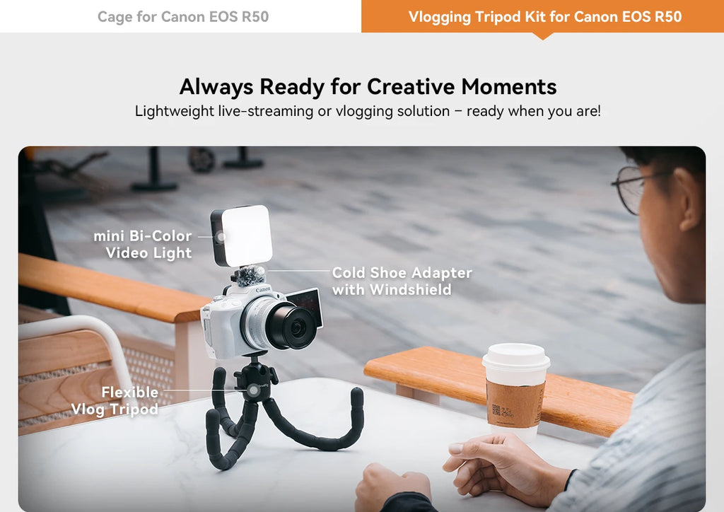 SmallRig Cage for Canon EOS R50 All-in-one Cage with 1/4"-20 Hole, ARRI 3/8"-16 Locating Hole, Cold Shoe Mount, NATO Rail