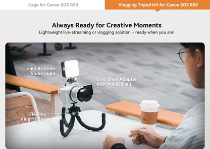 SmallRig Cage for Canon EOS R50 All-in-one Cage with 1/4"-20 Hole, ARRI 3/8"-16 Locating Hole, Cold Shoe Mount, NATO Rail