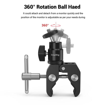 SmallRig DSLR Camera Super Clamp Holder w/ Ball Head Mount Hot Shoe Adapter For Gopro/Camera Light/Monitor Attachment 1124