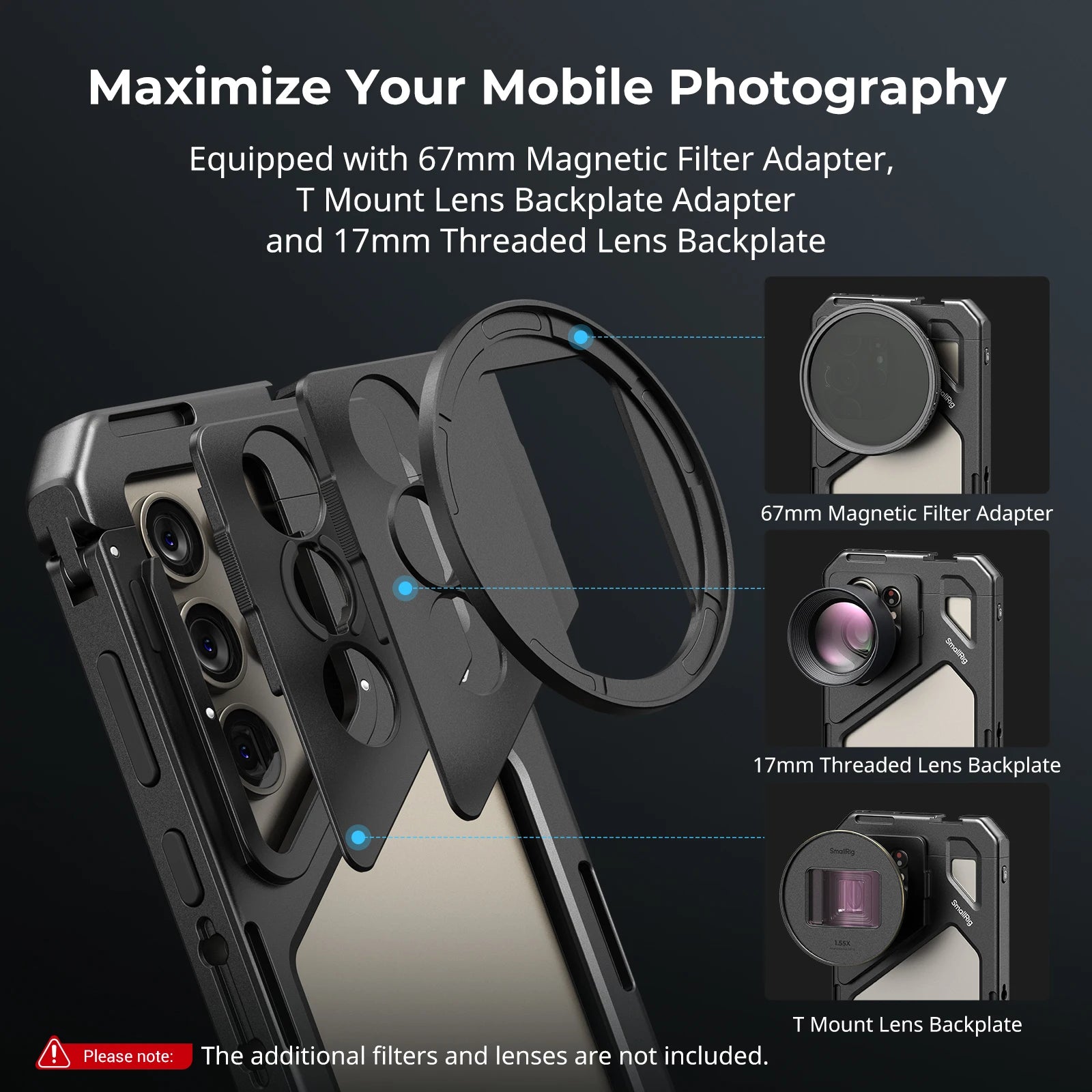 SmallRig Phone Cage for Samsung Galaxy S24 Ultra , HawkLock Quick Release System Cage Kit,with Magnetic Filter Attachment 4601