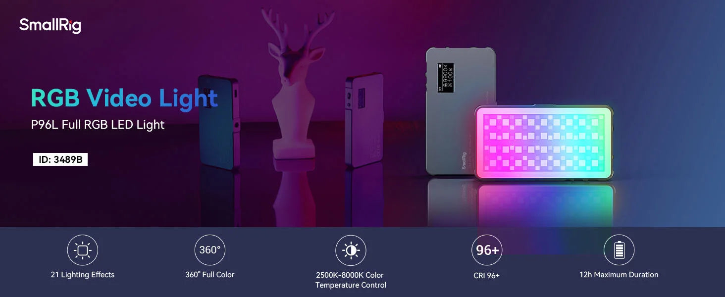 SmallRig P96L RGB Video Light, Portable LED Camera Light