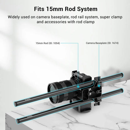 SmallRig Camera 15mm Rail Rod Aluminum Alloy Rod with M12 Female Thread DSLR Rig - 40cm 16 Inches Long 1054 (Pack of 2)