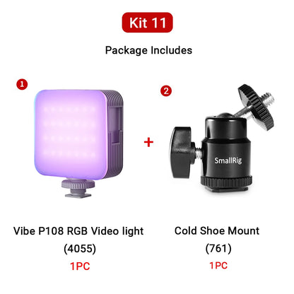 SmallRig Portable Vibe P108 RGB Video Light Smart Light 130mins long-lasting Pocket Size 108 LED Beads Floodlights 4055