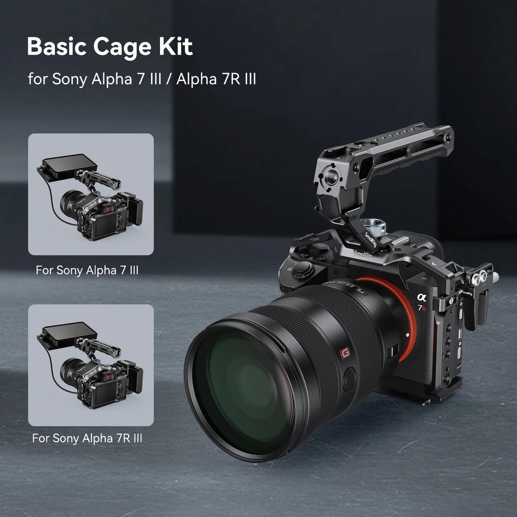 SmallRig A7 III / A7R III Cage Kit with Top Handle Cable for Sony Alpha 7 III / Alpha 7R III Portable Handheld Kit 4198