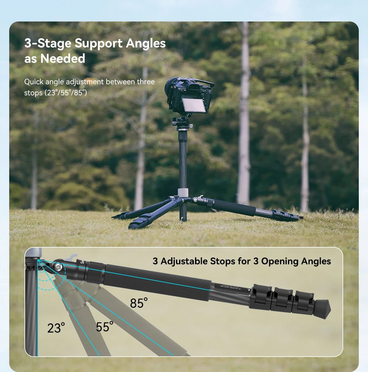 SmallRig Carbon Fiber Tripod with Center Column AP-20 Stable and Lightweight Carbon Fiber Legs Load 12kg Quickly Adjustable 4059