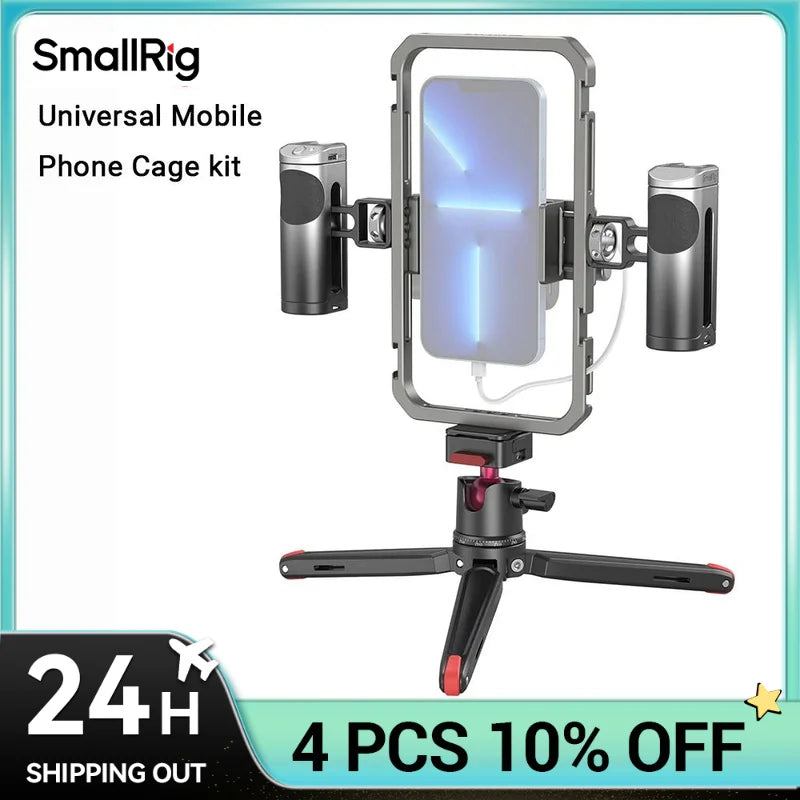 SmallRig Universal SmartPhone Cage & for iPhone 14/13 Pro/Pro Max With Foldable Handles Wireless Controls Rig for iPhone 14 /13/12