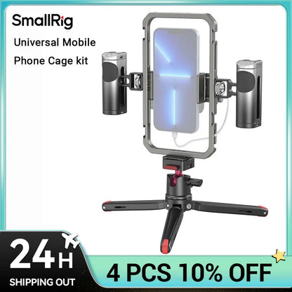 SmallRig Universal SmartPhone Cage & for iPhone 14/13 Pro/Pro Max With Foldable Handles Wireless Controls Rig for iPhone 14 /13/12