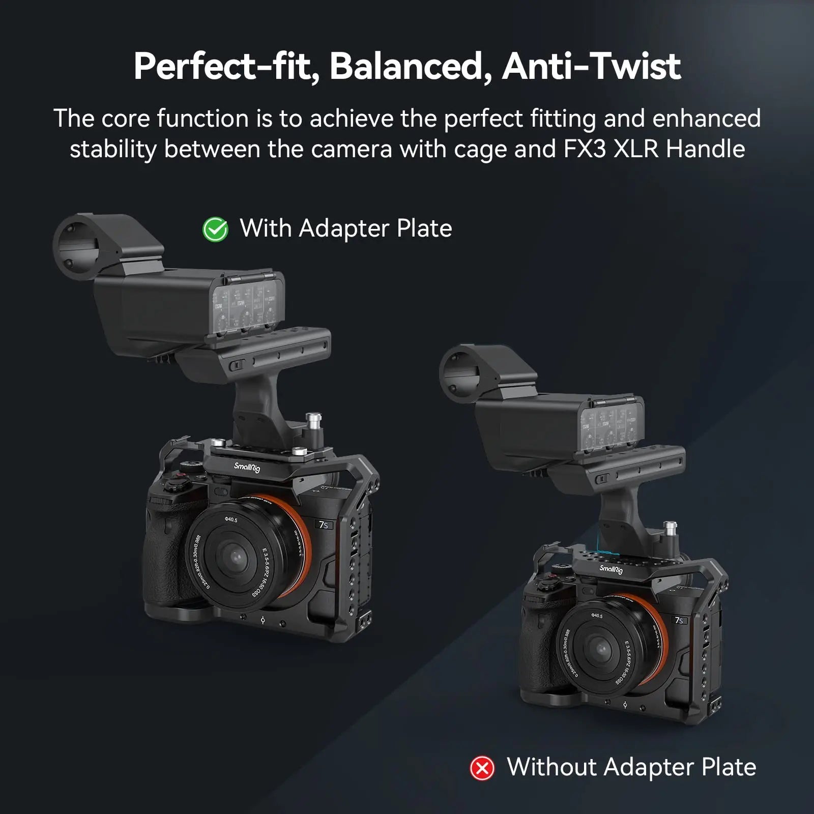 SmallRig Adapter Plate for Sony FX30 / FX3 XLR Handle for Sony A7 IV and A7S III MD4019 For Cages 3241, 3667, 2999, 3639, 3594