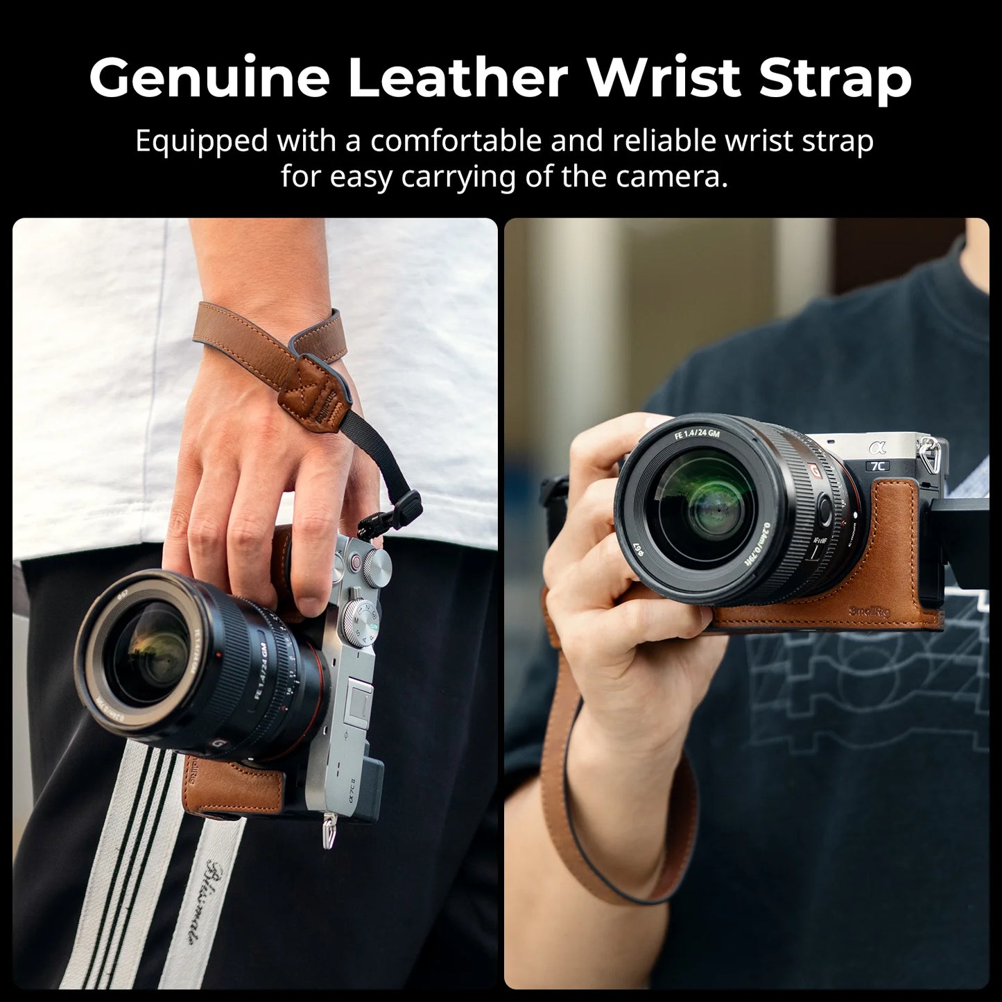 SmallRig A7C II /A7CR Leather Case Kit with Genuine Leather Wrist Strap Camera Leather Case for Sony Alpha 7C II /Alpha 7CR 5015