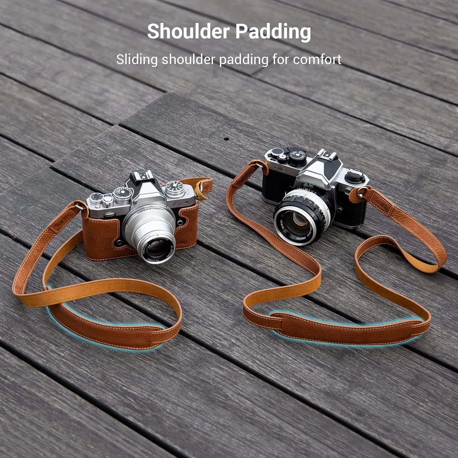 SmallRig Leather Camera Strap, Vintage Brown Genuine Leather Neck Shoulder Camera Strap