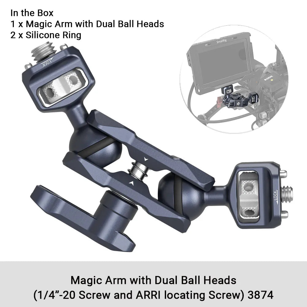 SmallRig Dual Magic Arm with ARRI Locating Pins & amp, 1/4" Screw