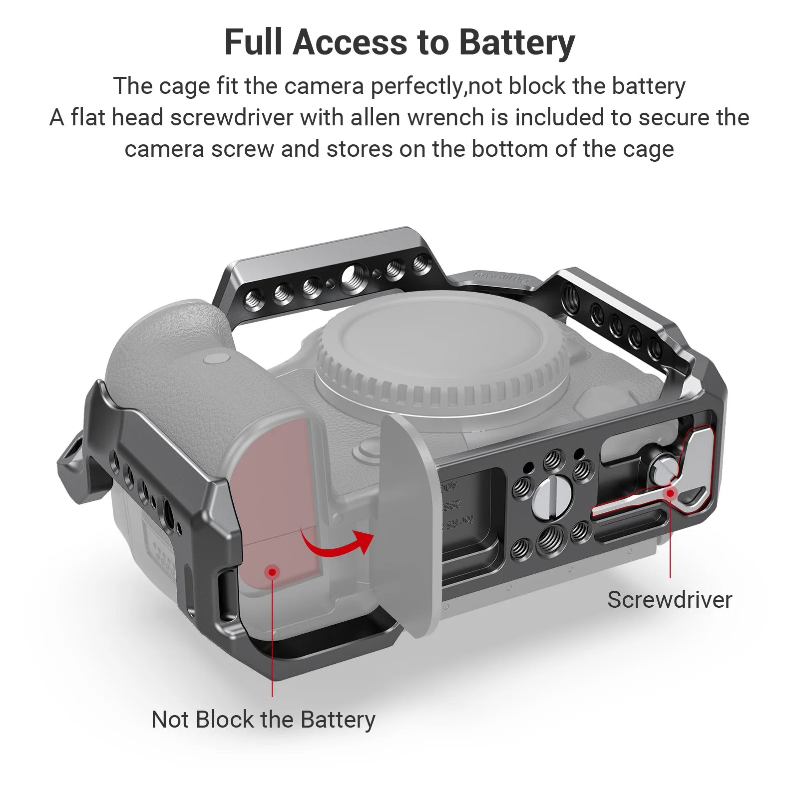 Jaula de cámara completa SmallRig para Canon EOS R5 y R6 tiene placa estilo Arca en la parte inferior con variedades de opciones de montaje 2982-España