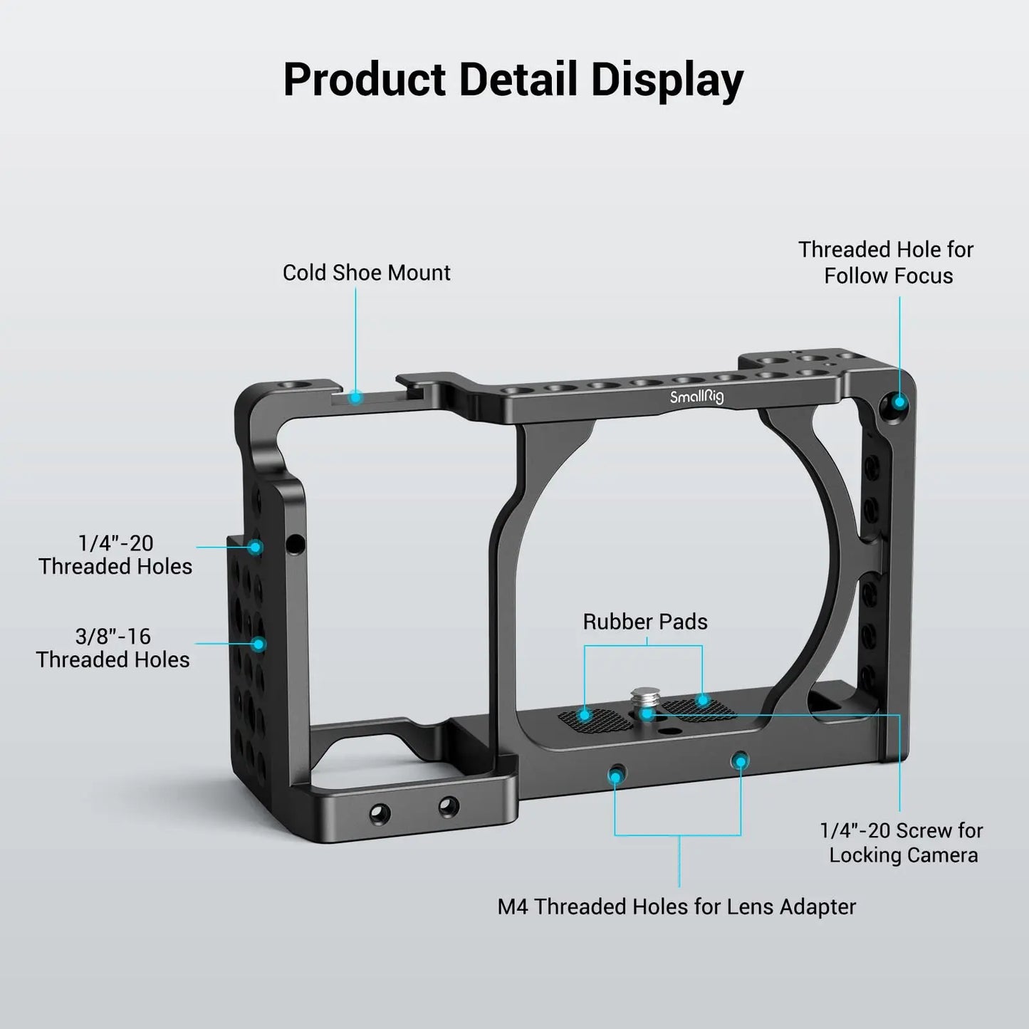 SmallRig Camera Cage only for Sony A6000 A6300 ILCE-6000 ILCE-6300 NEX7, A6000 Cage with 1/4" 3/8" Mounting Points and Cold Shoe