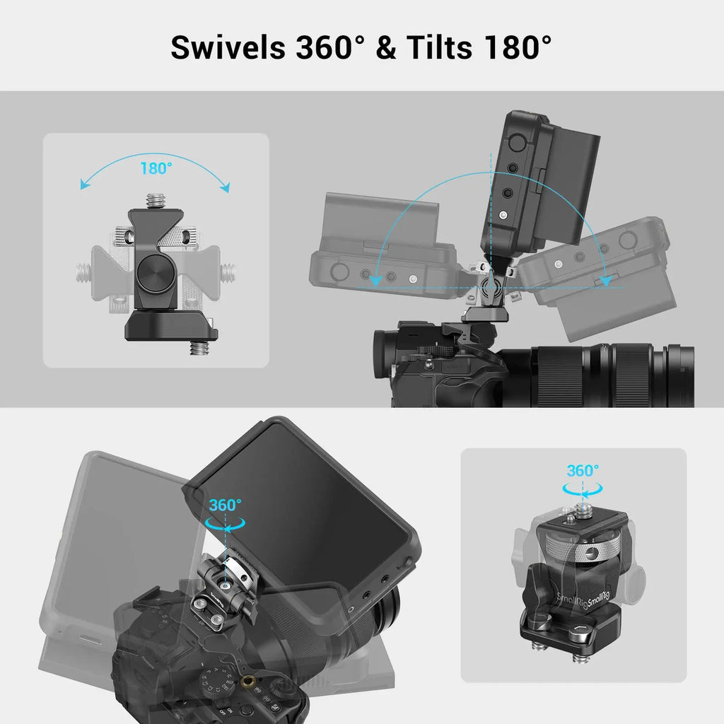 SmallRig DSLR Camera Clamp Swivel and Tilt Adjustable Monitor Mount w/ Screws Mount for Monitor Flash Light DIY Attachment 2904B