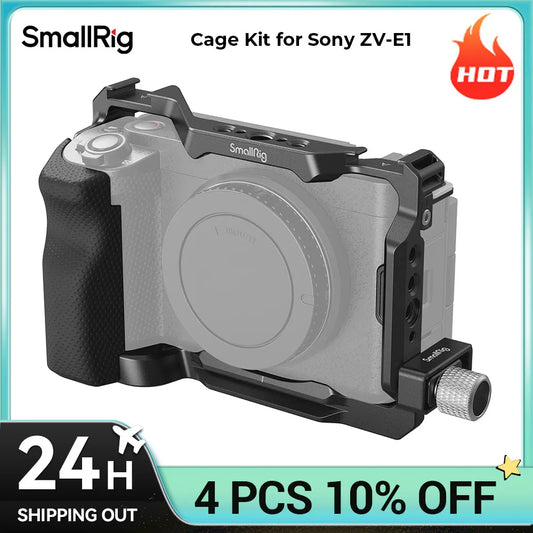 SmallRig ZV-E1 Cage Kit with Silicone Grip and Cable Clamp , Full Camera Cage Kit for Sony ZV-E1, Built-in Quick Release