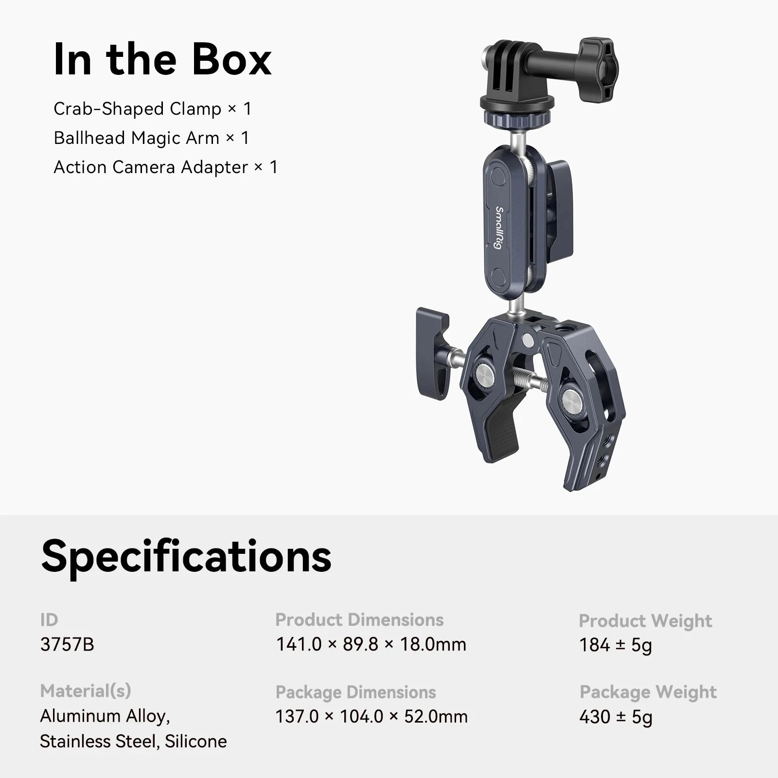 SmallRig Super Crab-Shaped Clamp with Ballhead Magic Arm