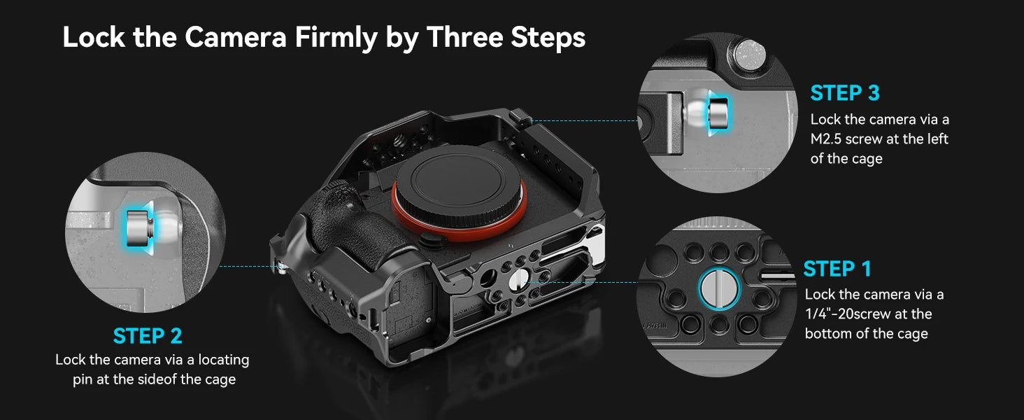 SmallRig Cage for Sony A7 III / A7R III, Aluminum Alloy Cage with Arca Quick Release Plate, Built-in Cold Shoe, NATO Rail 2087D