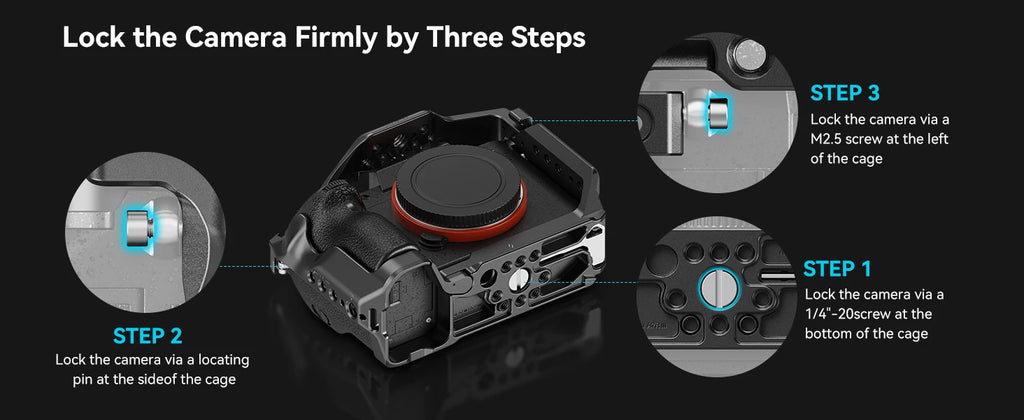 SmallRig Cage for Sony A7 III / A7R III, Aluminum Alloy Cage with Arca Quick Release Plate, Built-in Cold Shoe, NATO Rail 2087D
