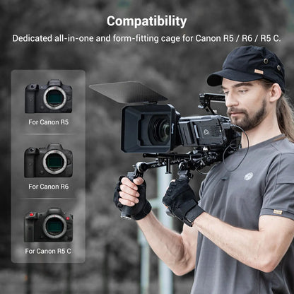 SmallRig Camera Cage for Canon EOS R5 R6 R5 C built-in Cold Shoe NATO Rail 1/4'' Arri Hole Camera Rig Video Set 2982B