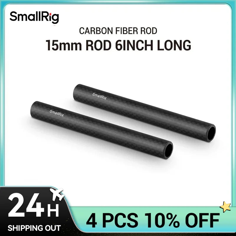 SmallRig 15mm Carbon Fiber Rod 18 Inches Long for Dslr Camera Rig Camera 15mm Rail Support System  - 0871 (2pcs Pack)