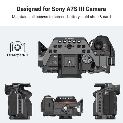 SMALLRIG Camera Cage Only for Sony Alpha 7S III / A7S III / A7SIII / A7S3 Formfitting Full Cage with 1/4"-20 & 3/8"-16 Threads