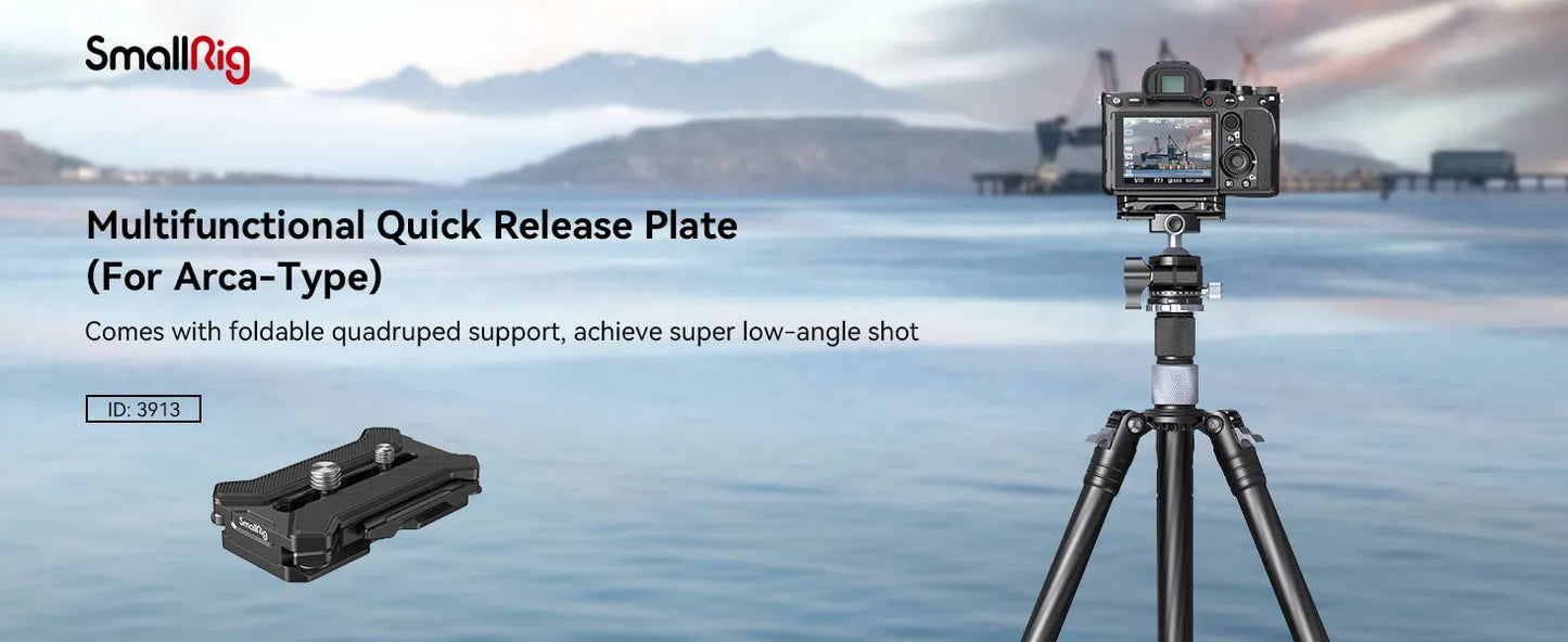SmallRig Multifunctional Quick Release Plate Universal Arca-type Quick Release Plate With Foldable Quadruped Support 3913