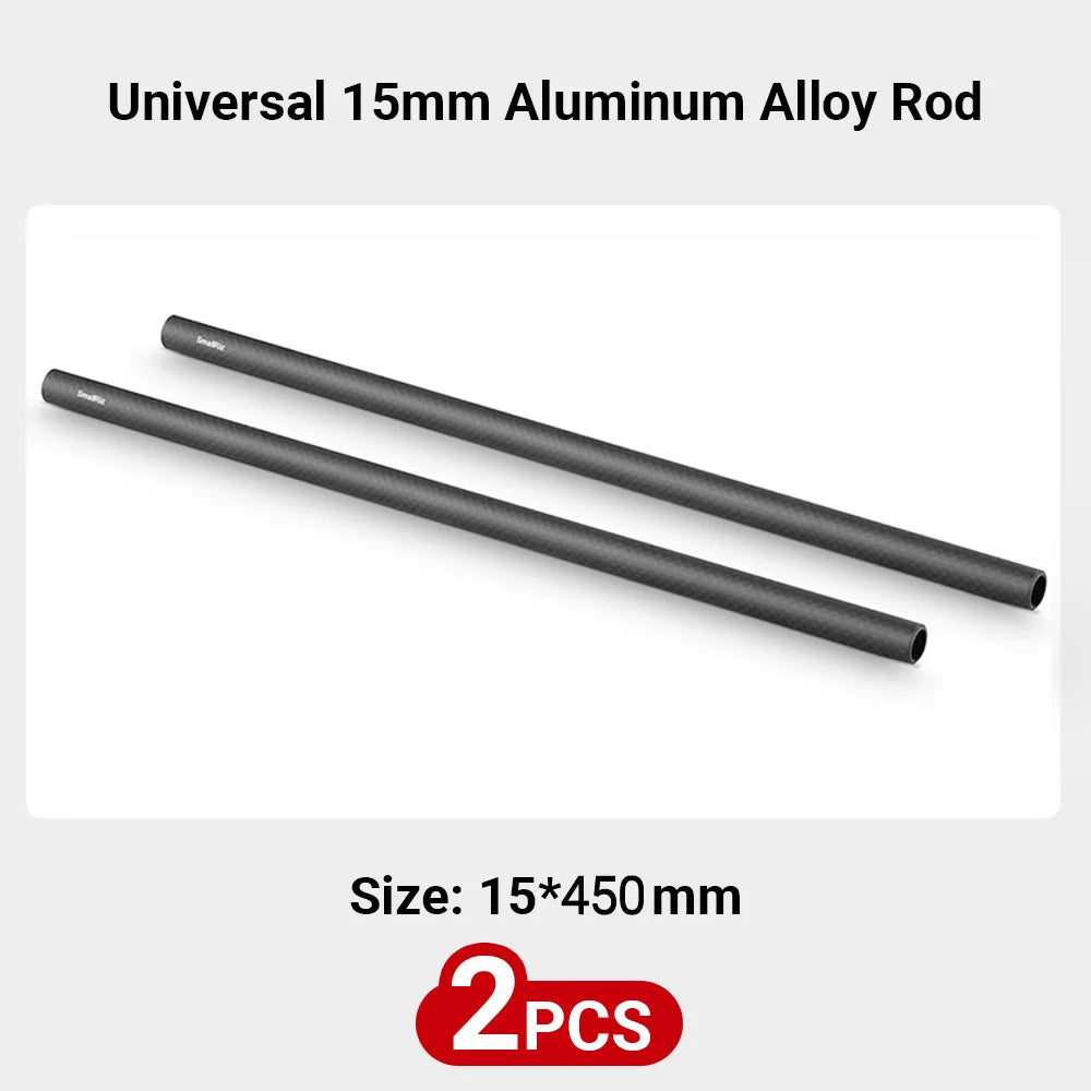 SmallRig 15mm Rods Pack with M12 Thread Rod Cap Connectors Carbon Fiber / Aluminum Alloy Rods Combination Camera Rail Rod
