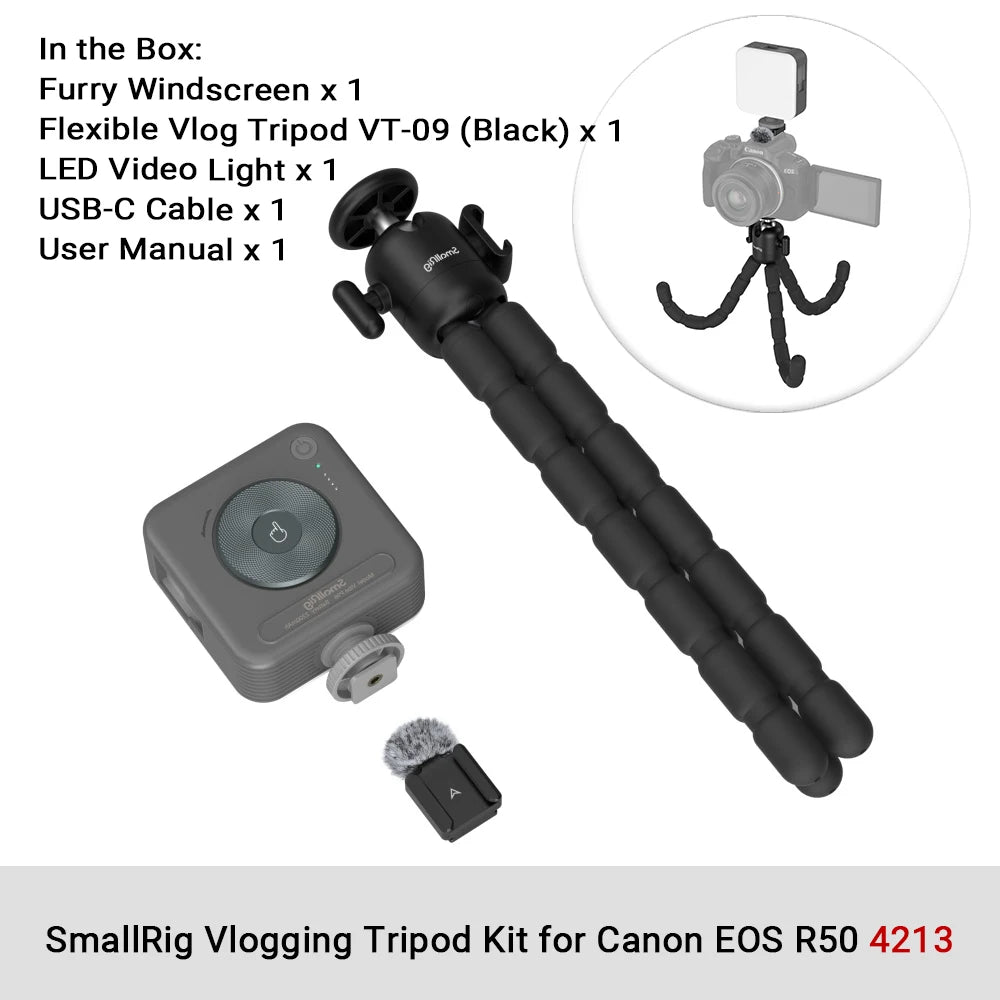 SmallRig Cage for Canon EOS R50 All-in-one Cage with 1/4"-20 Hole, ARRI 3/8"-16 Locating Hole, Cold Shoe Mount, NATO Rail