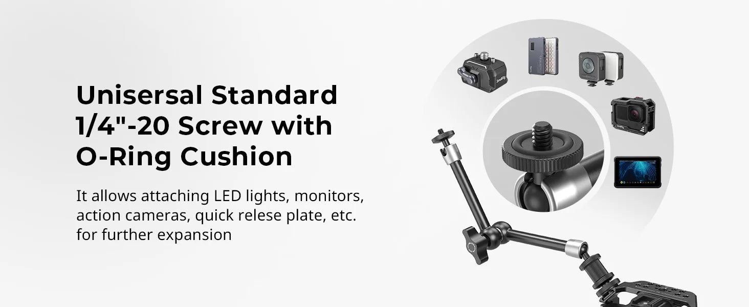 SmallRig Adjustable Friction Articulating Magic Arm 11" Long with Cold Shoe Mount Standard 1/4"-20 Threaded Screw Adapter